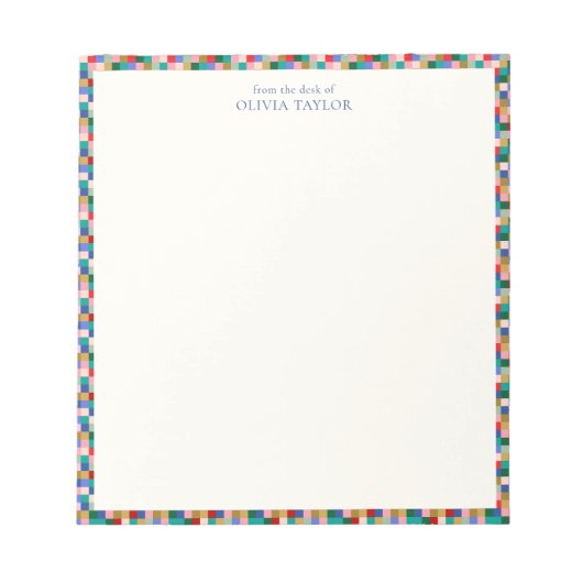 Bloc-note Colorful Modern Checkered Winter Personalized Name (Devant)