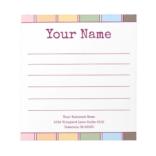 Bloc-note Colorful Retro Votre nom Linked (Devant)