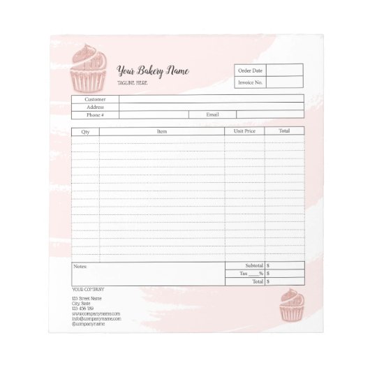 Bloc-note Commande du mélangeur de boulangerie Cupcake Formu (Devant)