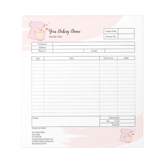 Bloc-note Commande du mélangeur de boulangerie Cupcake Formu (Devant)