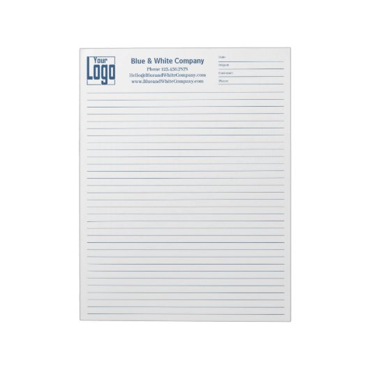 Bloc-note Company Logo Blue College Rule Project Identifier (Tourné)