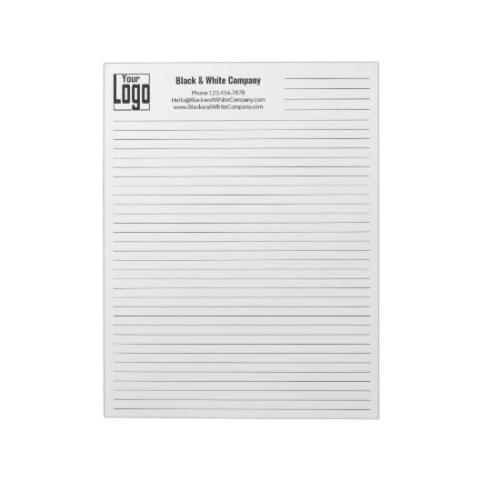 Bloc-note Company Logo Contact Black Line College Rule (Tourné)