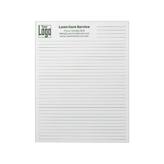 Bloc-note Company Logo Contact Green Line College Rule (Tourné)