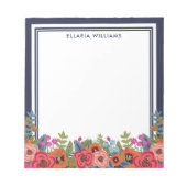 Bloc-note Composition florale Boho - Bleu marine & Blanc - N (Devant)