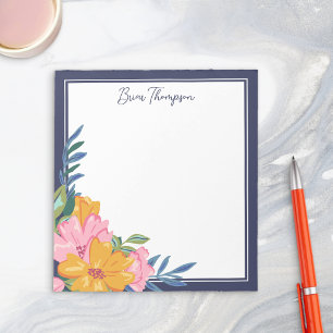Bloc-note Composition florale moderne rose et jaune