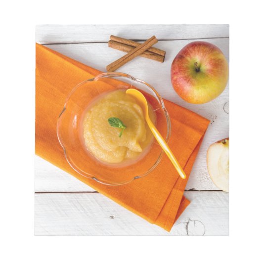 Bloc-note Compote de pommes à la cannelle et cuillère à oran (Devant)