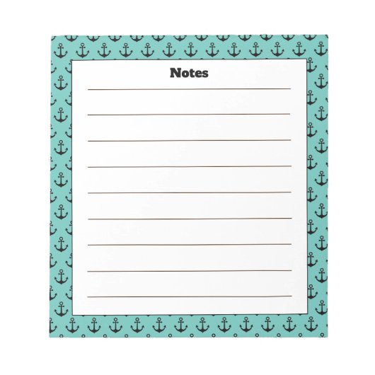 Bloc-note Conception d'ancre de nom personnalisé avec bordur (Devant)