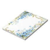 Bloc-note Conception d'angle floral bleu (Tourné)