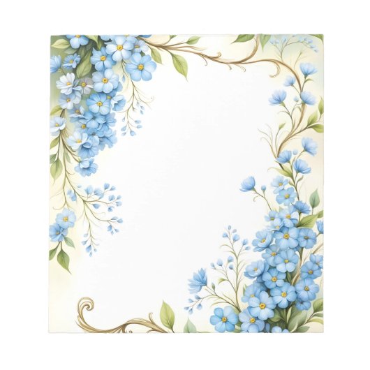 Bloc-note Conception d'angle floral bleu (Devant)