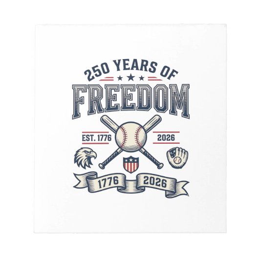 Bloc-note Conception de baseball patriotique 250 ans de libe (Devant)