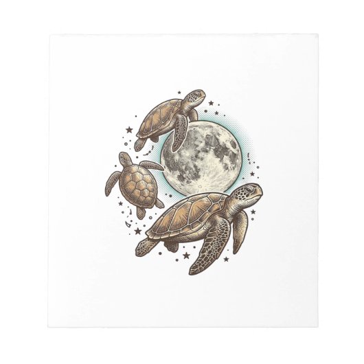 Bloc-note Conception de chemise de gravure de tortue de mer (Devant)