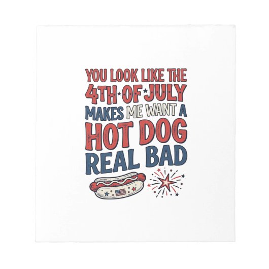 Bloc-note Conception de chemise patriotique de hot-dog drôle (Devant)