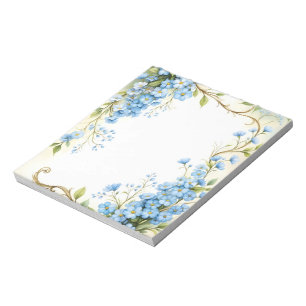 Bloc-note Conception de coin floral bleu