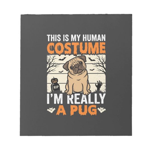 Bloc-note Conception de costume humain de Halloween de Pug d (Devant)