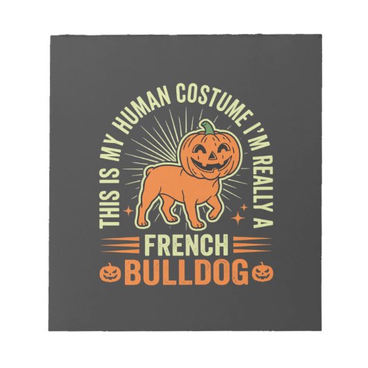 Bloc-note Conception de costume humain drôle de bouledogue f (Devant)