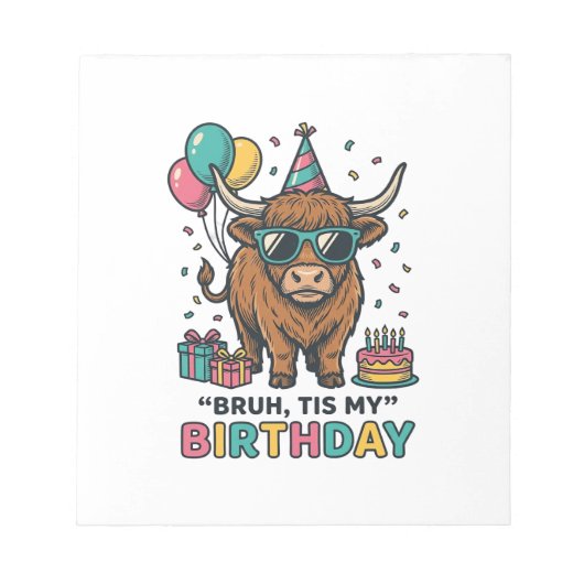 Bloc-note Conception de fête d'anniversaire drôle de vache d (Devant)