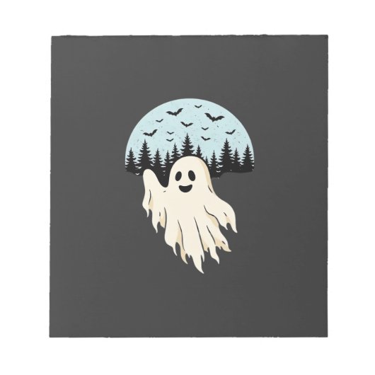 Bloc-note Conception de forêt de lune de fantôme d'Halloween (Devant)