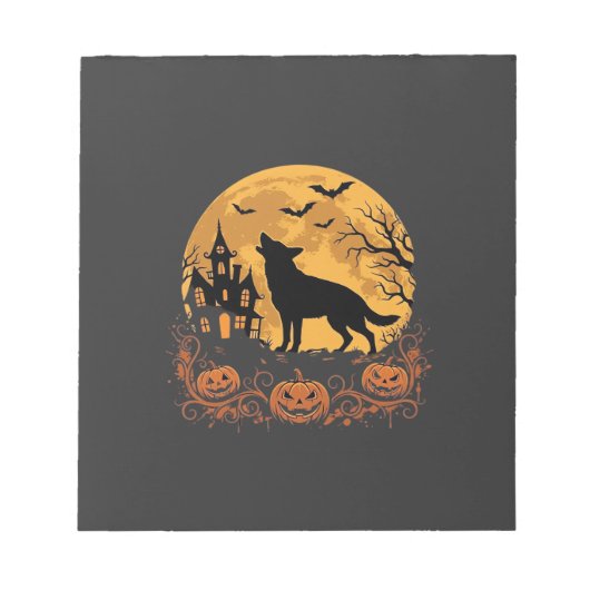 Bloc-note Conception de lune de Halloween de berger allemand (Devant)