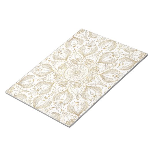 Bloc-note Conception de mandala doré Boho Chic (Incliné)