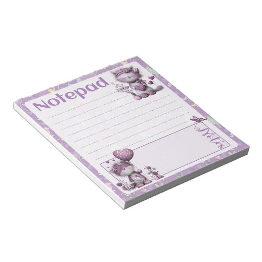 Bloc-note Conception de notes de chats violets fantaisistes (Incliné)