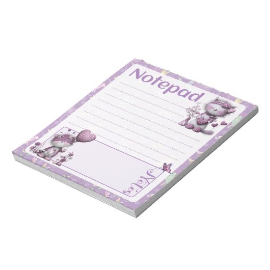 Bloc-note Conception de notes de chats violets fantaisistes (Tourné)