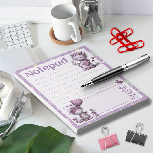 Bloc-note Conception de notes de chats violets fantaisistes