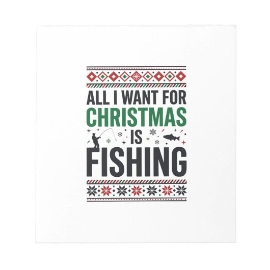 Bloc-note Conception de pull moche de pêche à Noël (Devant)