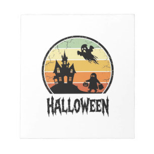 Bloc-note Conception de T-shirt de maison hantée Halloween S