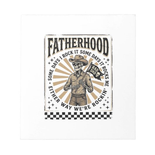 Bloc-note Conception de T-shirt de papa cowboy squelette vin (Devant)