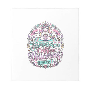 Bloc-note Conception de T-Shirt de Style Licorne Yoga Café L