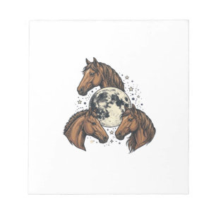 Bloc-note Conception de T-Shirt Vectoriel Cheval Lune Gravée