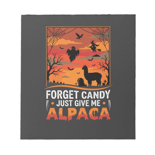 Bloc-note Conception de vecteur d'alpaga de Halloween oublie (Devant)