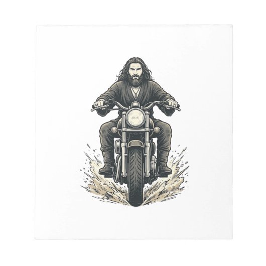 Bloc-note Conception de vecteur de cavalier de moto de gravu (Devant)