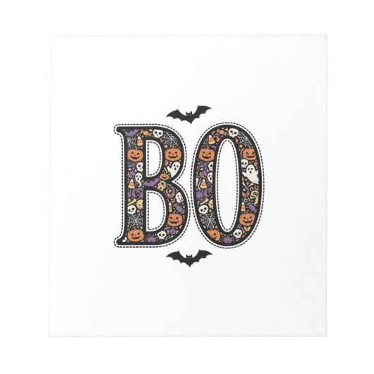 Bloc-note Conception de vecteur de doodle de boo d'Halloween (Devant)