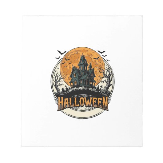 Bloc-note Conception de vecteur de maison hantée Halloween v (Devant)