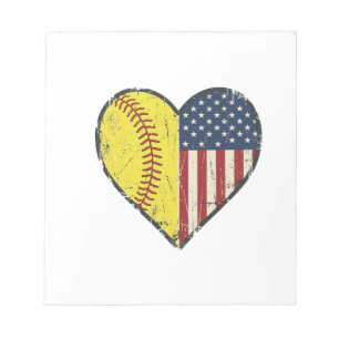 Bloc-note Conception de vecteur vintage de coeur de softball