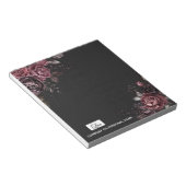Bloc-note Conception florale de rose romantique noire élégan (Incliné)