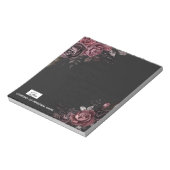 Bloc-note Conception florale de rose romantique noire élégan (Tourné)