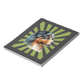 Bloc-note Conception graphique rétro Border Collie Sunburst (Tourné)