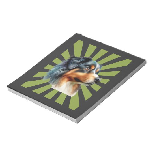 Bloc-note Conception graphique rétro Border Collie Sunburst (Tourné)