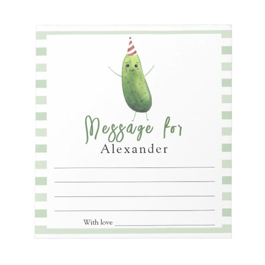 Bloc-note concombre gros aneth Temps Capsule Message (Devant)