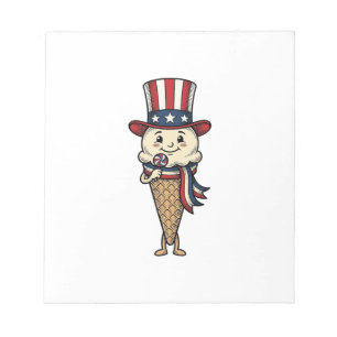 Bloc-note Cône de glace patriotique Dessin de gravure vintag
