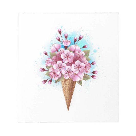 Bloc-note Cône rose Sakura crème glacée gaufre (Devant)