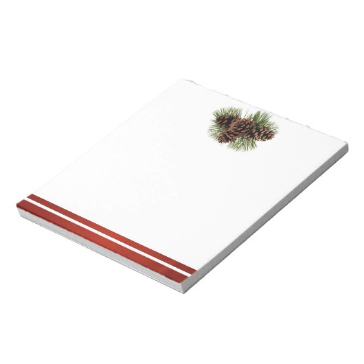 Bloc-note Cônes de pin et satin rouge (Tourné)