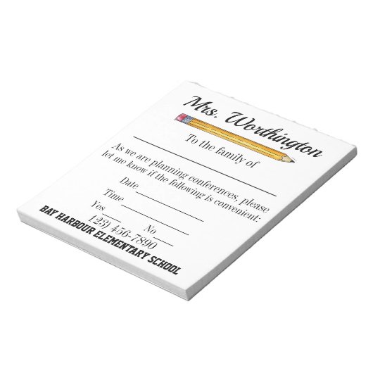 Bloc-note Conférence de l'enseignant Note scolaire Pad Petit (Tourné)