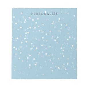 Bloc-note Confetti Bokeh bleu et blanc