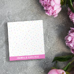 Bloc-note Confetti rose Tiny Coloré Ajouter Votre Nom<br><div class="desc">Bloc-notes avec de minuscules confettis colorés éparpillés sur la page et votre nom dans une police contre une bordure rose profonde au bas de la page. Bloc-notes personnalisé amusant avec votre nom en rose et blanc et une tonne de mini confettis en rose, violet, jaune, vert menthe et turquoise pour...</div>
