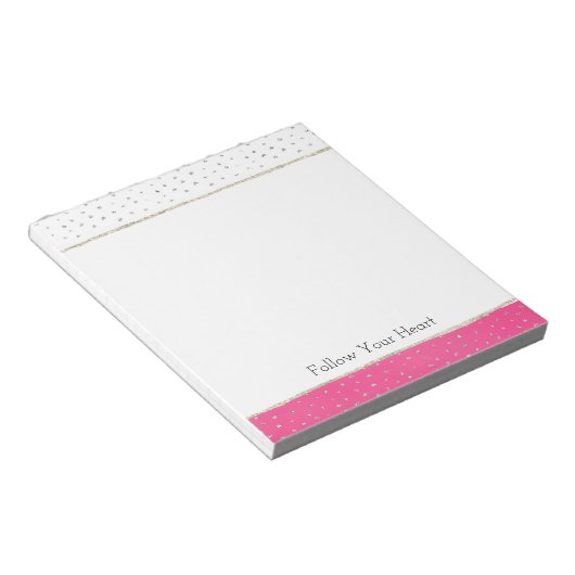Bloc-note Confettis argent ombre rose aquarelle (Incliné)