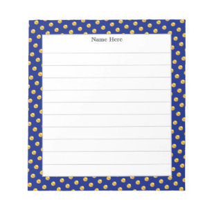 Bloc-note Confettis dorés sur cadre bleu marine ligné
