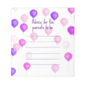 Bloc-note Conseil Baby shower rose pour les nouveaux parents (Devant)